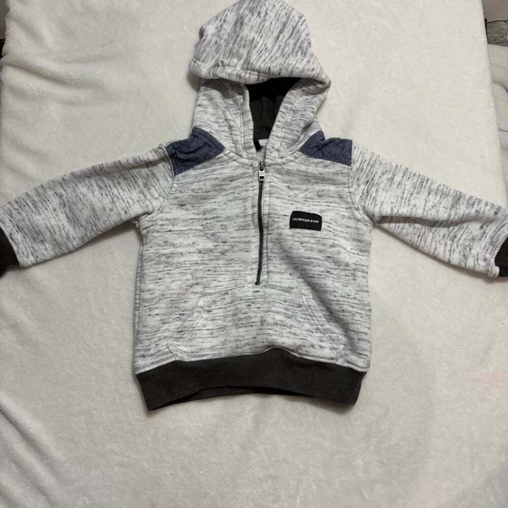 Calvin Klein Jeans Infant Hoodie 12M Gray Space Dye Full Zip Jacket